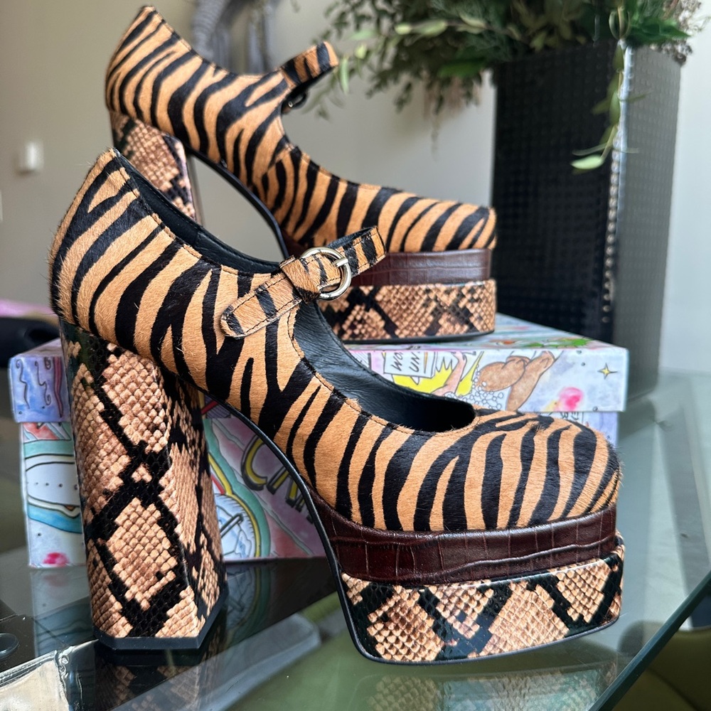 Jeffrey Campbell Zebra & Snake Print Mary Jane Platform Heels - Bold & Unique